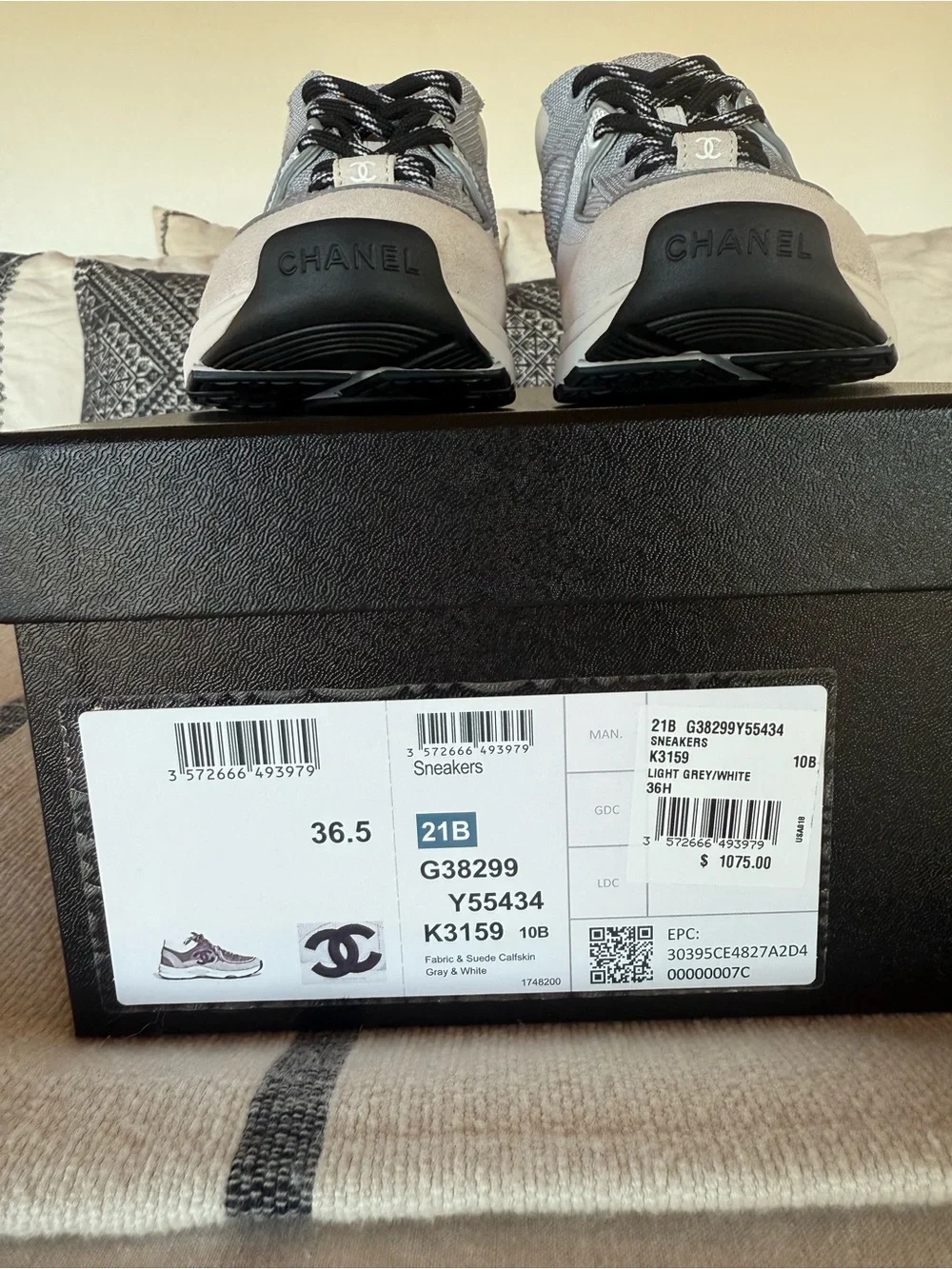 Chanel Women’s gray / blue Suede & Mesh Sneaker